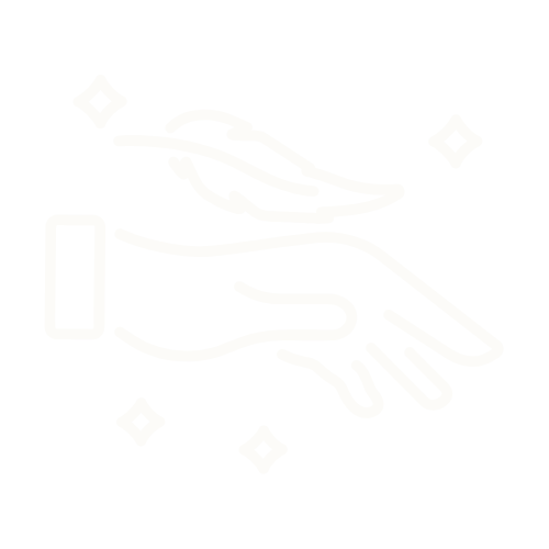 hand icon with a feather