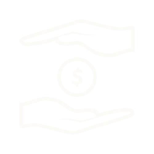 2 palms holding a dollar sign representing cost effective solution for missing teeth