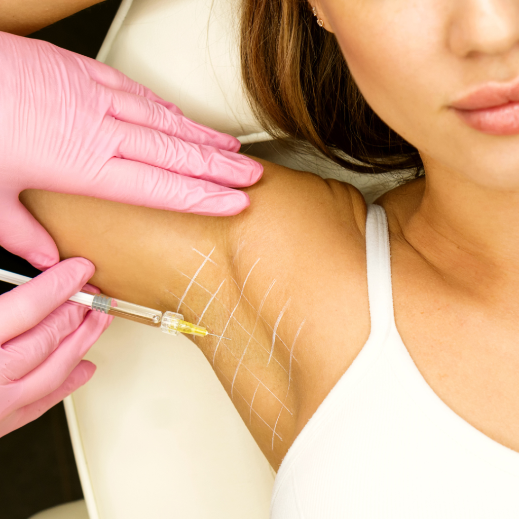 Hyperhidrosis treatment in Leicester at Smile Perfections dentist Leicester, showing a girl receiving professional care to manage excessive sweating.