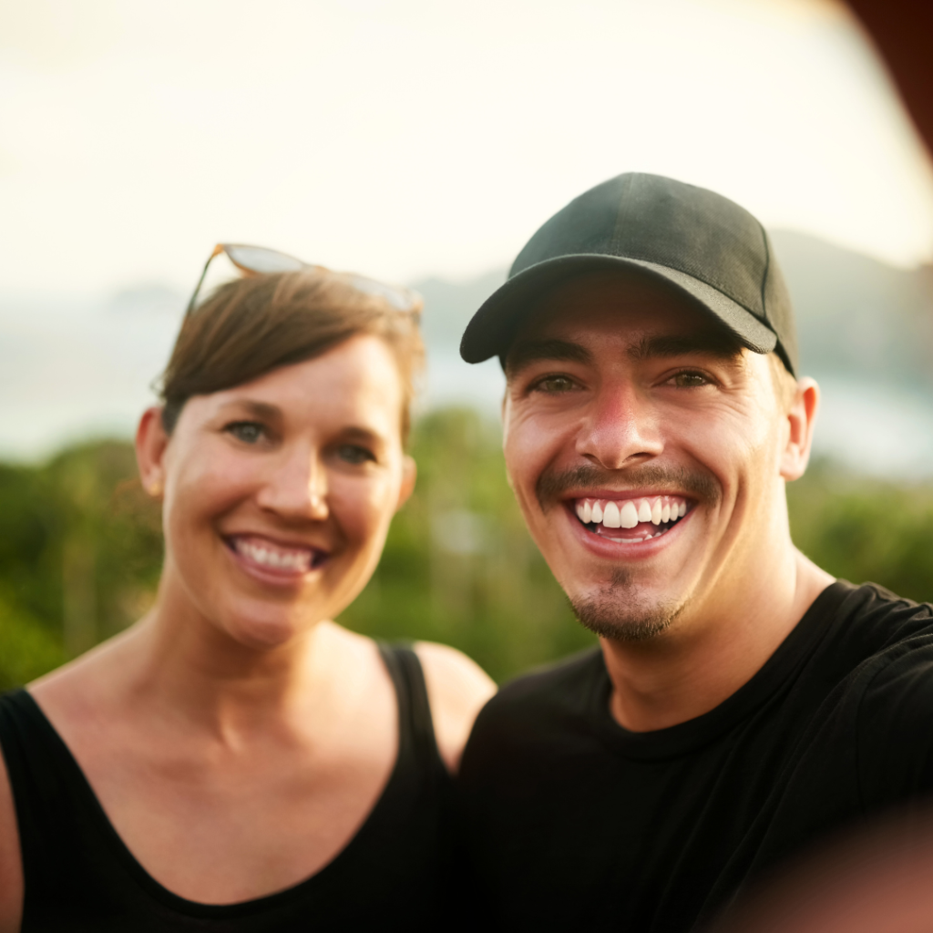 Teeth cleaning Leicester at Smile Perfections dentist Leicester, featuring a couple smiling happily after their professional dental cleaning.