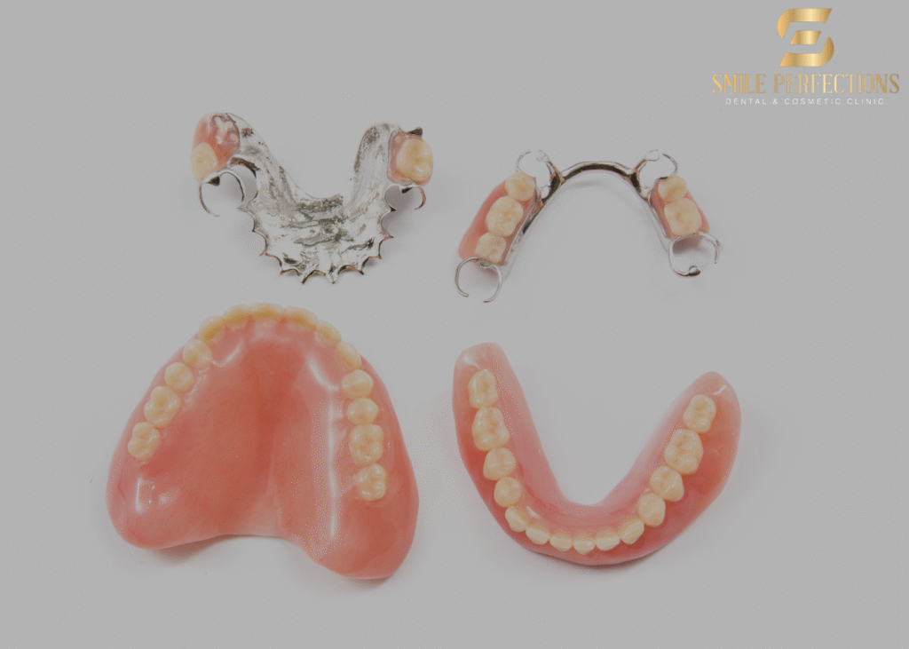 partial dentures - photo with 4 types of dentures